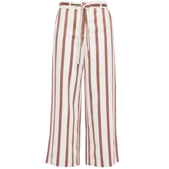 NEW Maje Cropped Striped Twill Wide Leg Pants M - Picture 4 of 8